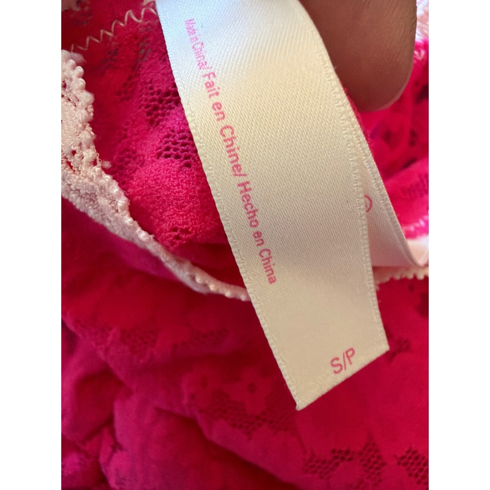 Victoria's Secret Babydoll Hot Pink Floral Lace Halter Chemise Bow Trim S/P - Picture 5 of 6